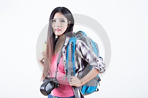 Beautiful woman traveler