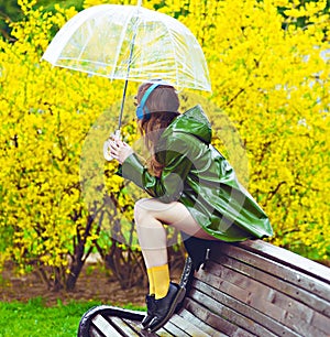 Beautiful woman under umbrella