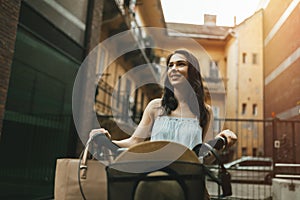 Beautiful woman using bike