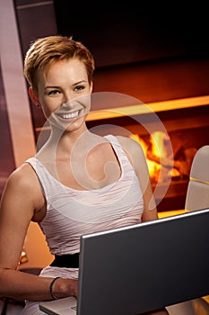 Beautiful woman using laptop