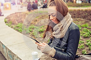 Beautiful woman using tablet computer