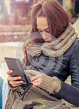 Beautiful woman using tablet computer