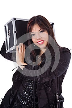 Beautiful woman with valise