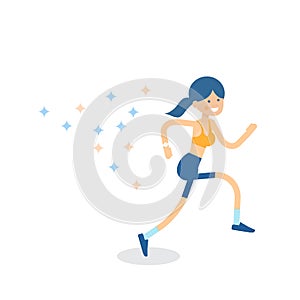 Beautiful woman vector illustration of female character run