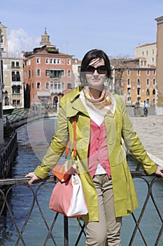 Beautiful woman in Venice