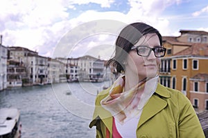 Beautiful woman in Venice