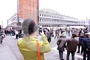 Beautiful woman in Venice