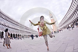 Beautiful woman in Venice