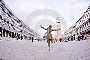 Beautiful woman in Venice