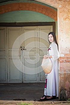 Beautiful woman with Vietnam culture traditional dress