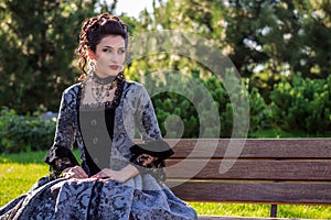 Beautiful woman in vintage dress