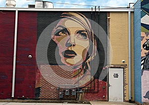 Beautiful woman wall mural, Trinity Groves, Dallas, Texas photo