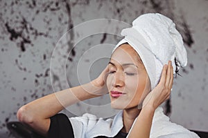 Beautiful woman wearing bath towel