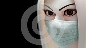 Beautiful woman wearing Medical or Surgical mask