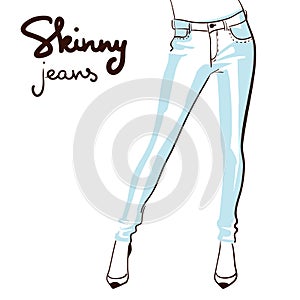 Beautiful woman wearing skinny jeans.