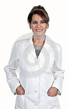 Beautiful Woman Wearing a White Lab Coat