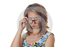Beautiful woman wearting glasses. photo