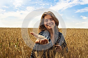 Beautiful Woman on wheatfield III