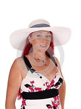 Beautiful woman with white hat.