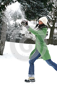 Beautiful woman in winter setting