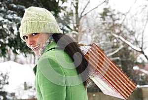 Beautiful woman in winter setting