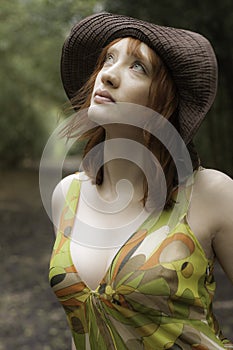 Beautiful woman in a woodland