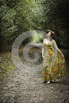 Beautiful woman in a woodland