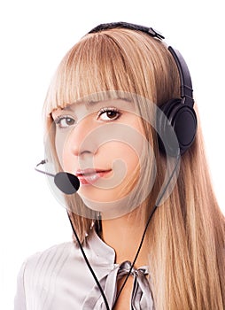 Beautiful woman working in the call-center