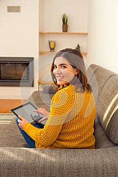 Beautiful woman Working at home