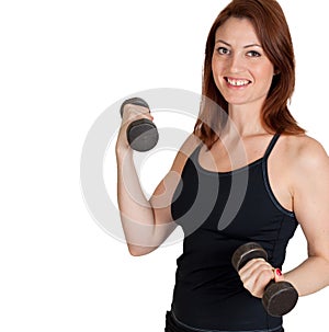 Beautiful woman working out with weights