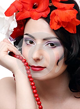 Beautiful woman with wreath in their hair