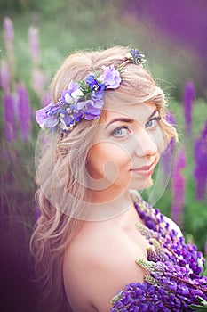 Beautiful woman on a wreath