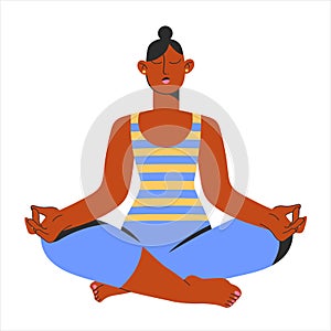Beautiful woman yoga lotus postition. Relax, asana, meditation