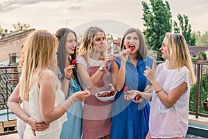 Beautiful Women Friends Having Fun At Bachelorette Party