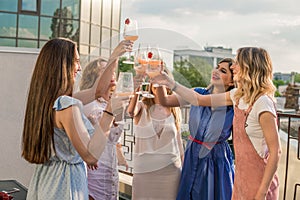 Beautiful Women Friends Having Fun At Bachelorette Party