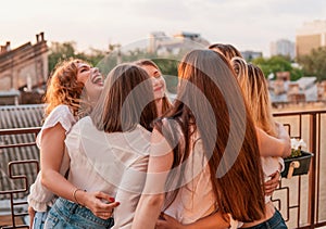 Beautiful Women Friends Having Fun At Bachelorette Party