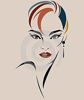 Beautiful women, logo women face makeup, vector