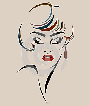 Beautiful women, logo women face makeup, vector