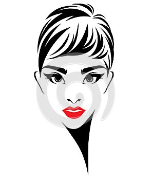 Beautiful women, logo women face makeup on white background, vector