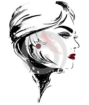 Beautiful women, logo women face makeup on white background, vector