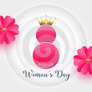 beautiful women's day celebration background with golden crown design
