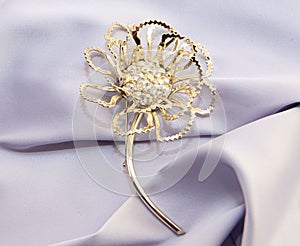 Beautiful women`s vintage brooch, with bright natural crystals