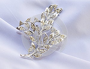 Beautiful women`s vintage brooch, with bright natural crystals