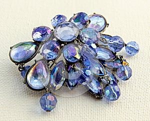 Beautiful women`s vintage brooch, with bright natural crystals