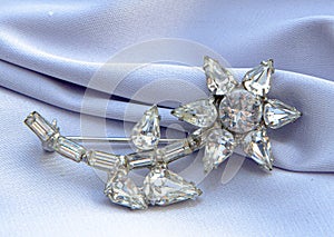 Beautiful women`s vintage brooch, with bright natural crystals