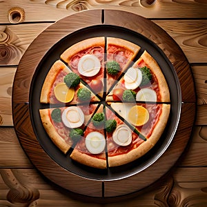Beautiful wood fire pizza - ai generated image