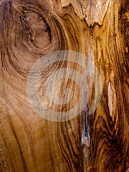 Closeup of glossy wood tabletop