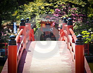 Beautiful wooden bridge in Koyasan