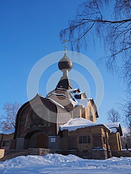 Beautiful wooden Church in Russian style