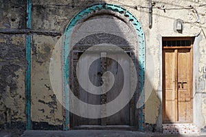 Beautiful wooden door in the old town of Lamu, Lamu Island